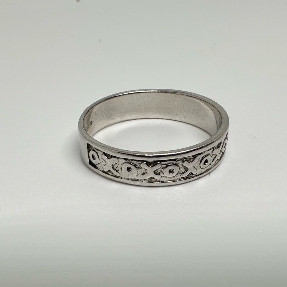 Sterling Silver 925 Ring XO Pattern Unisex - Picture 7 of 8